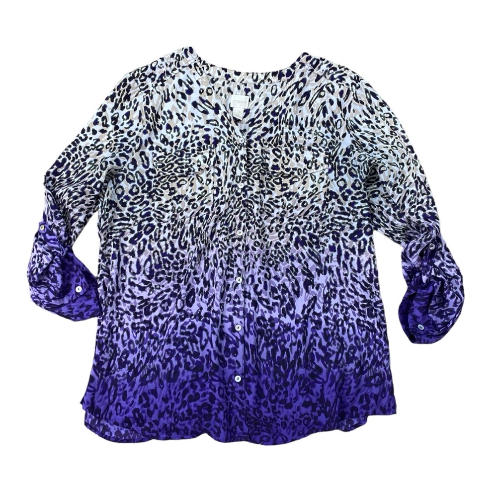 Woman’s Chicos leopard print button-down top size 3